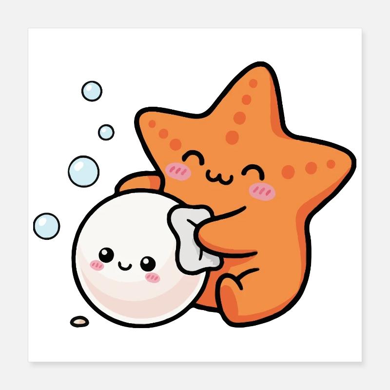 Seestern poliert Perlmutt Poster 40x40 cm