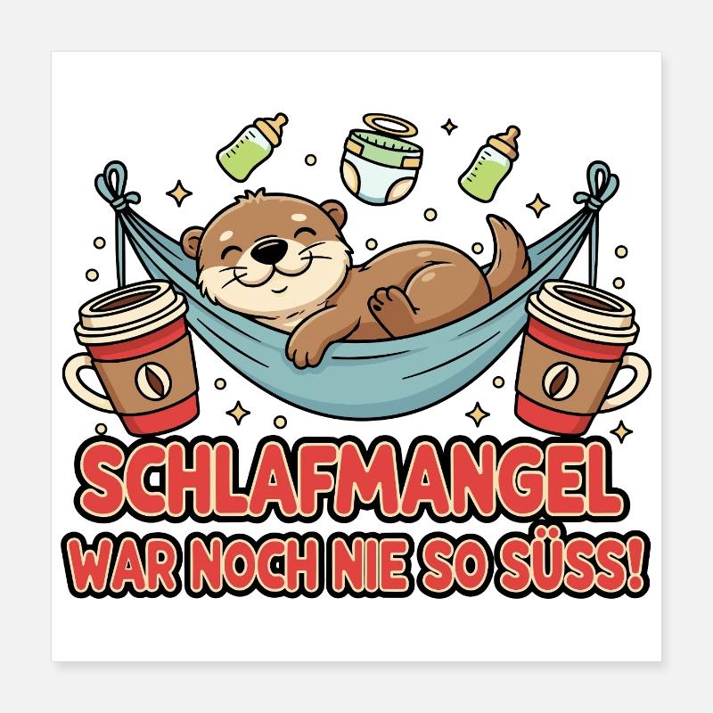 Sleeping angel otter in hammock Poster 16" x 16" (40x40 cm)