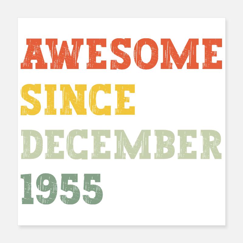 1955 Dezember Geburtstagsgeschenk Poster 40x40 cm