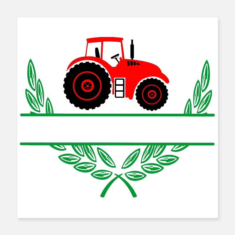 Red Tractor with Namespace Poster 16" x 16" (40x40 cm)