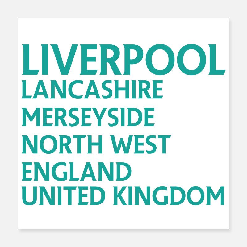 Liverpool – Angleterre Conception des paroles Poster 40 x 40 cm