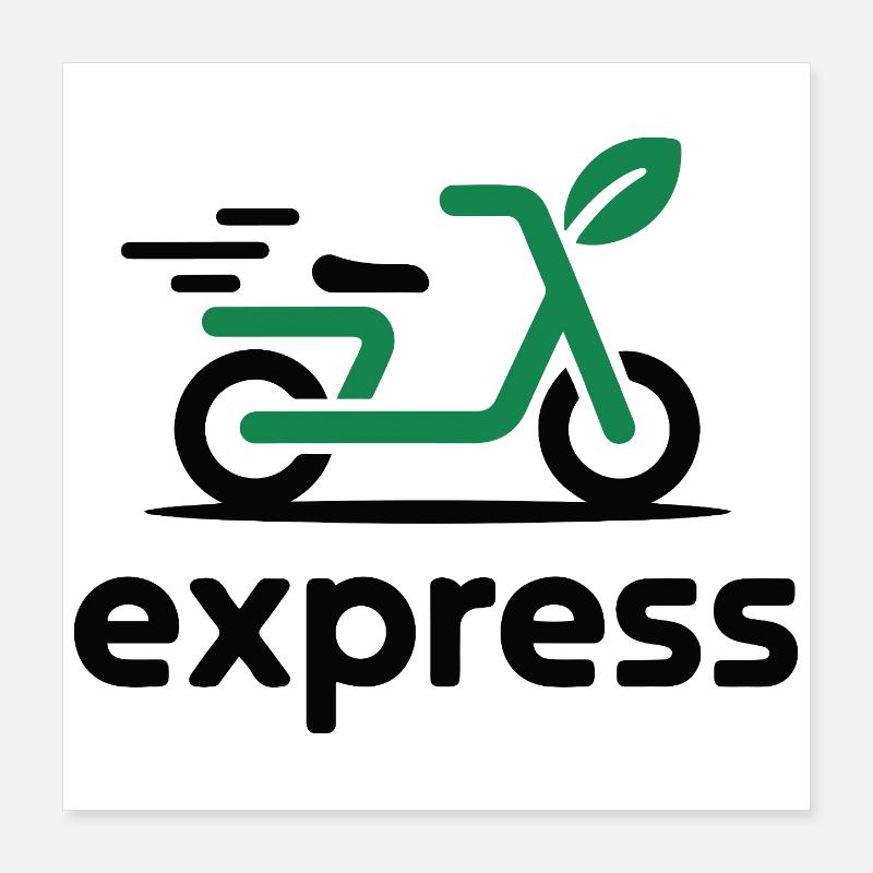 Eco Express Leaf Scooter Logo Poster 40 x 40 cm