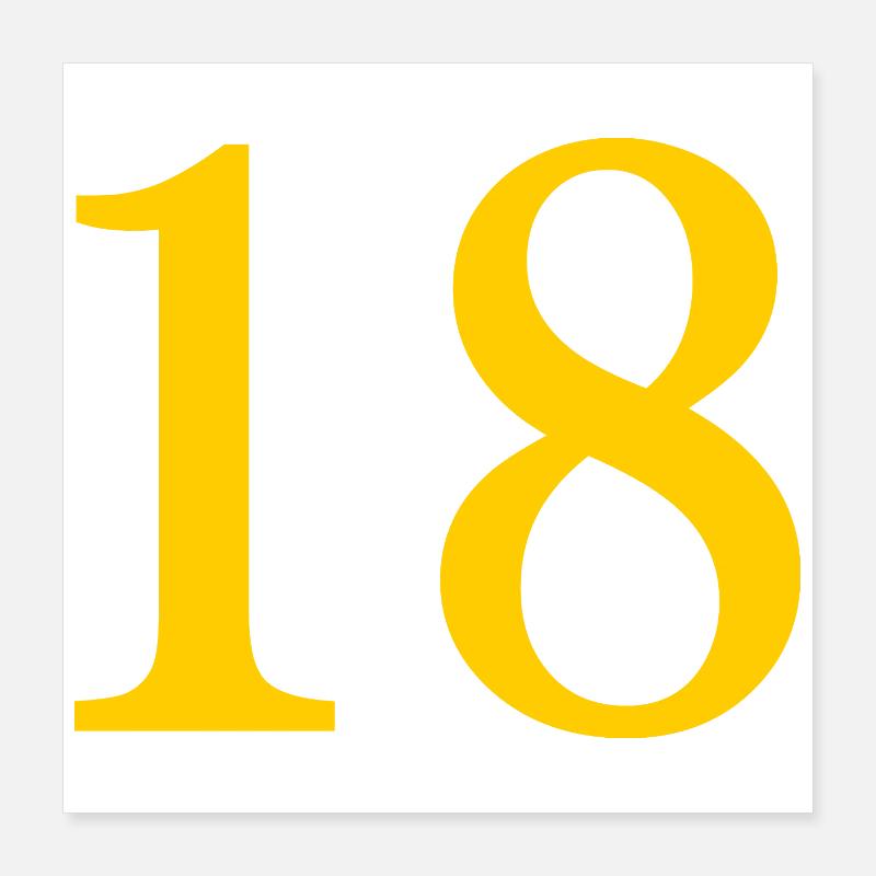 18. 18 ANS. 18e ANNIVERSAIRE. ANNIVERSAIRE 18 ANS. Poster 40 x 40 cm