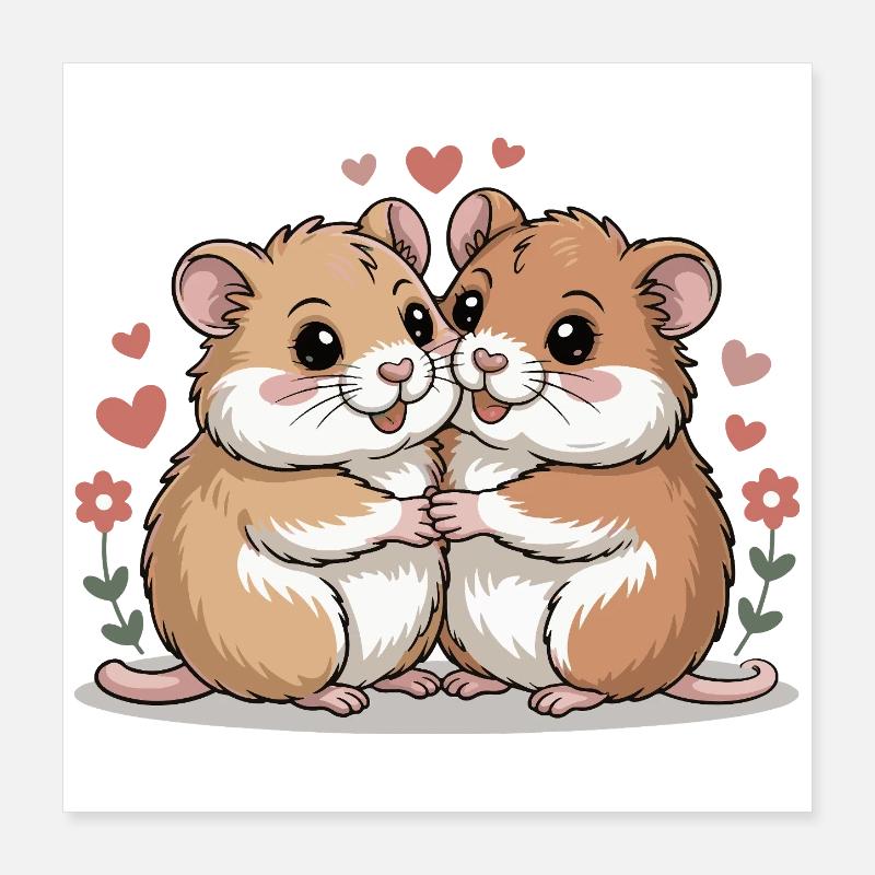 Couple de hamsters pour la Saint-Valentin Poster 40 x 40 cm