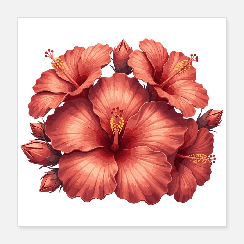 Hibiskus in Rosenrot Poster 40x40 cm