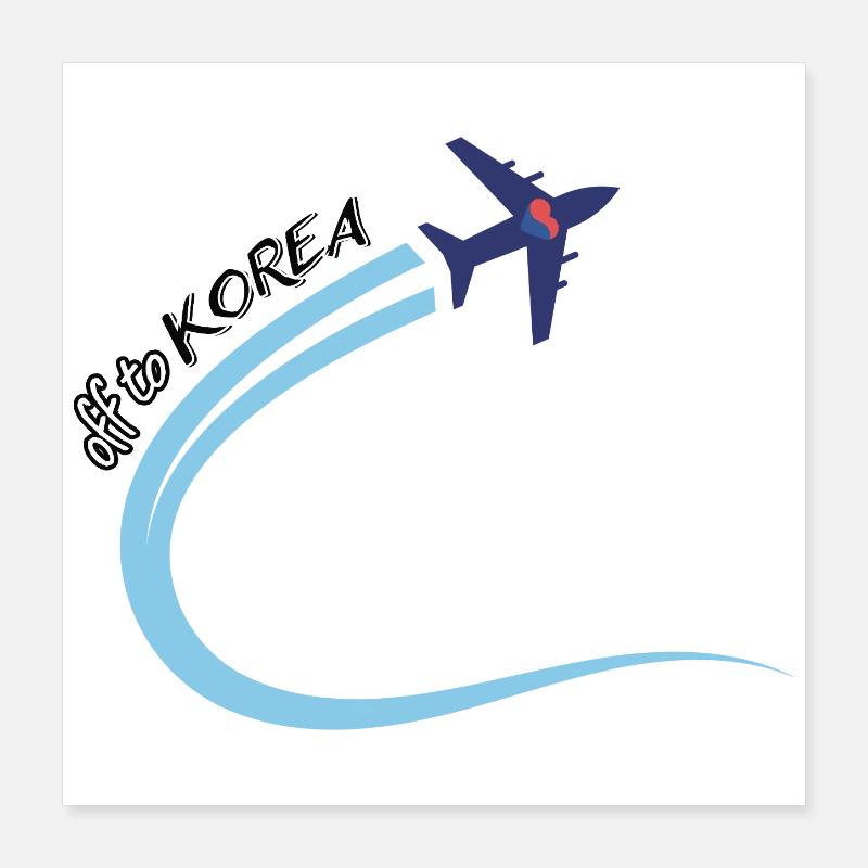 Départ pour la Corée Conception de voyages en avion Corée du Sud Poster 40 x 40 cm