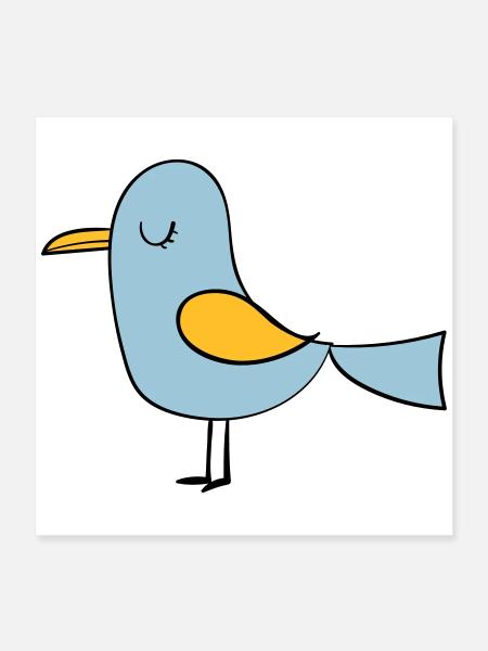 oiseau - Poster 40 x 40 cm - blanc - Devant