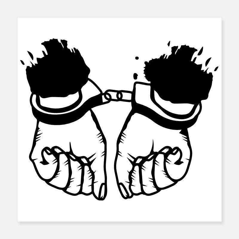 Les mains et les menottes Poster 40 x 40 cm