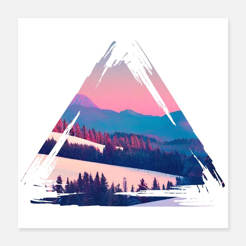 Triangle du coucher de soleil de Pastel Mountain Poster 40 x 40 cm