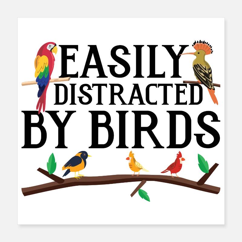 Easily Distracted by Birds Poster 16" x 16" (40x40 cm)
