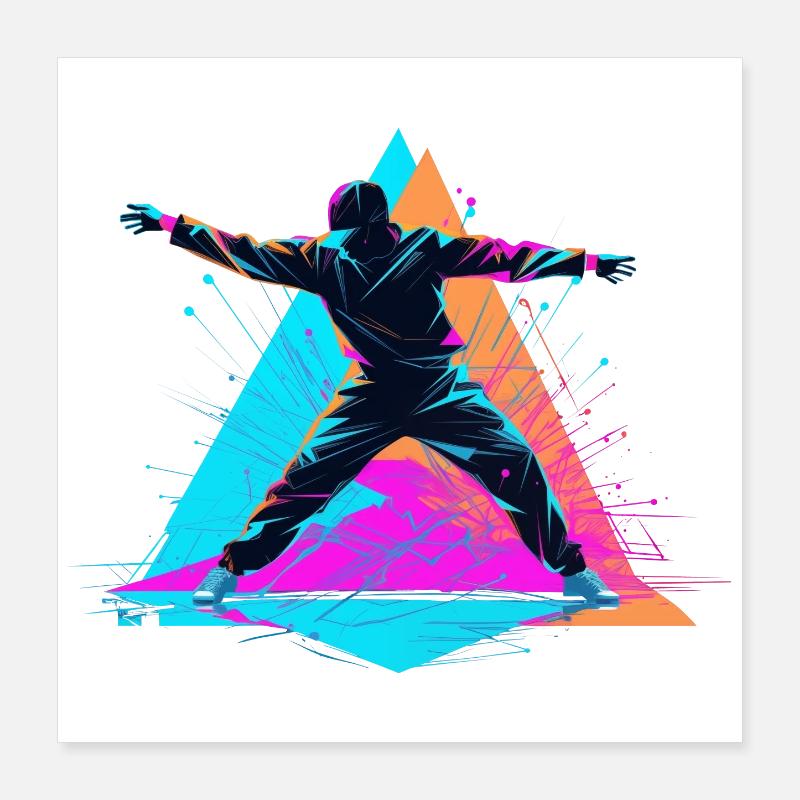 Retro Farben Breakdance Poster 40x40 cm