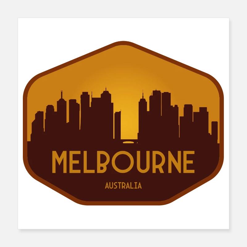 Melbourne Skyline Abzeichen Poster 40x40 cm