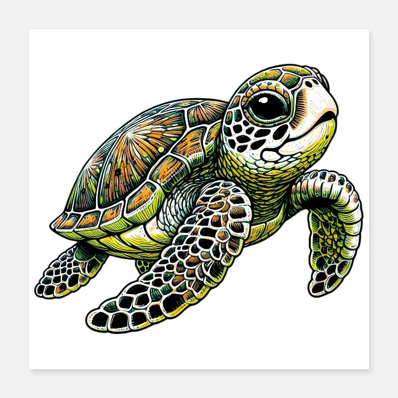 Tortue Poster 40 x 40 cm