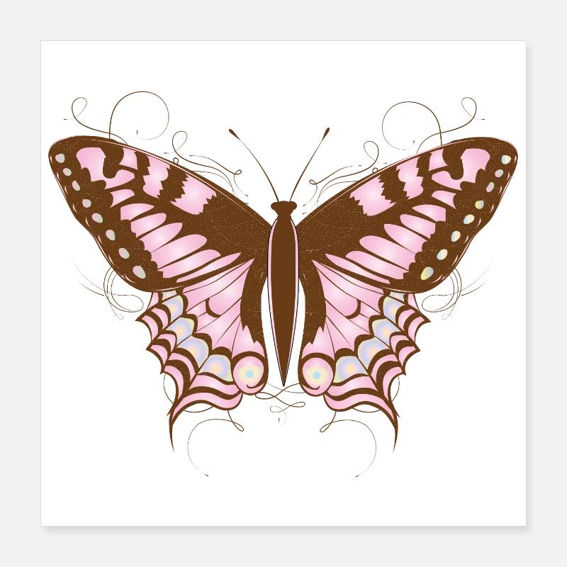 Papillon élégant dans les tons roses et terre Poster 40 x 40 cm
