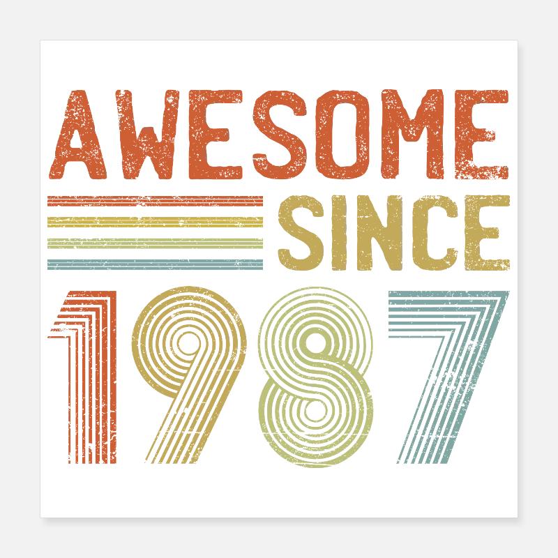 Retro 1987 Feier Design Poster 40x40 cm
