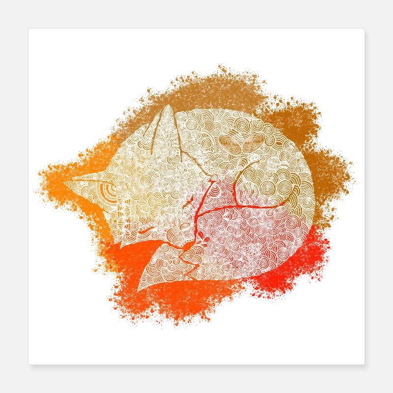 Zentangle Fox Poster 16" x 16" (40x40 cm)