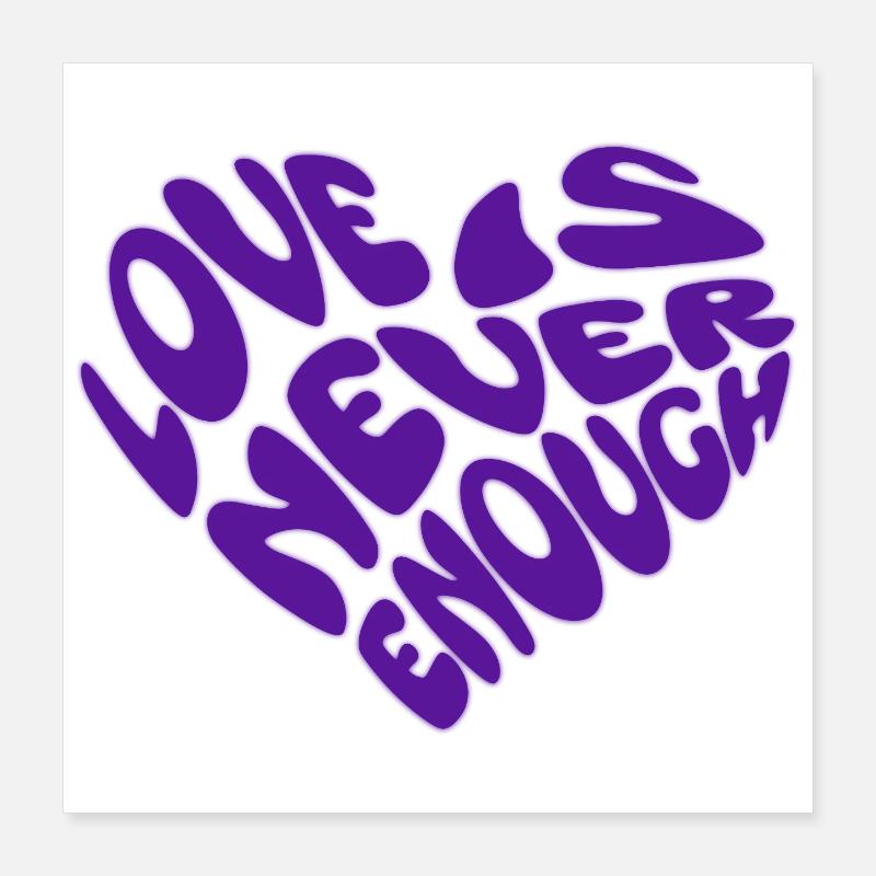 Purple Word Heart Love Pattern Poster 16" x 16" (40x40 cm)