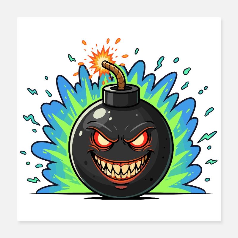 Angry Bomber Ball Neonburst Poster 16" x 16" (40x40 cm)