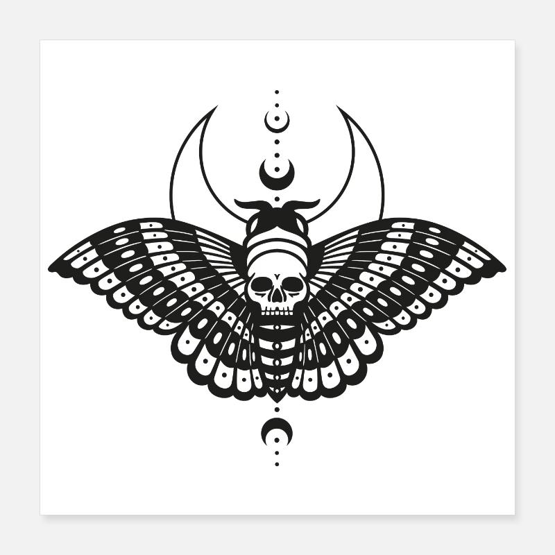 Moth with Moon Moth Skull Poster 16" x 16" (40x40 cm)