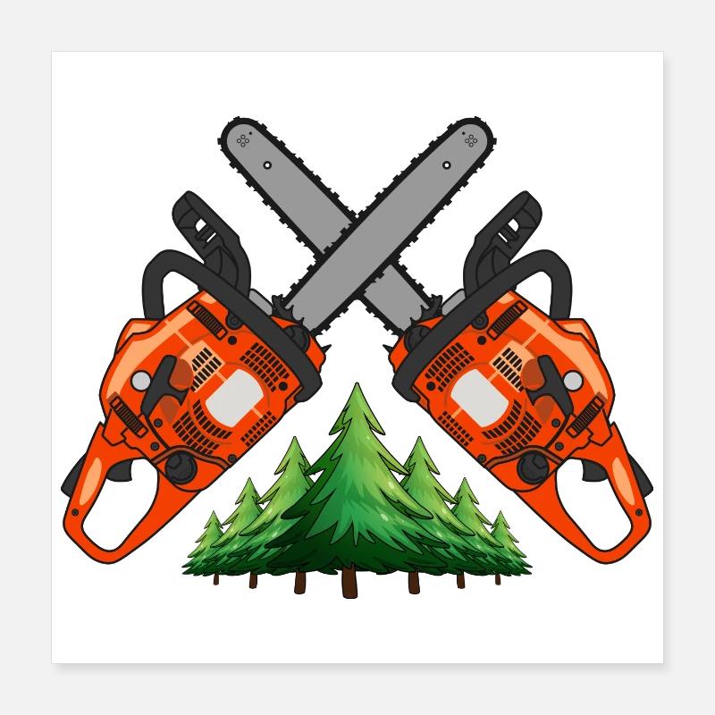Croix à la tronçonneuse avec forêt Poster 40 x 40 cm