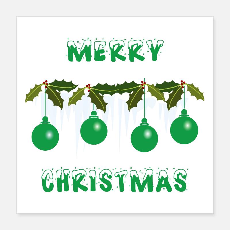 Boules de Noël vertes Poster 40 x 40 cm