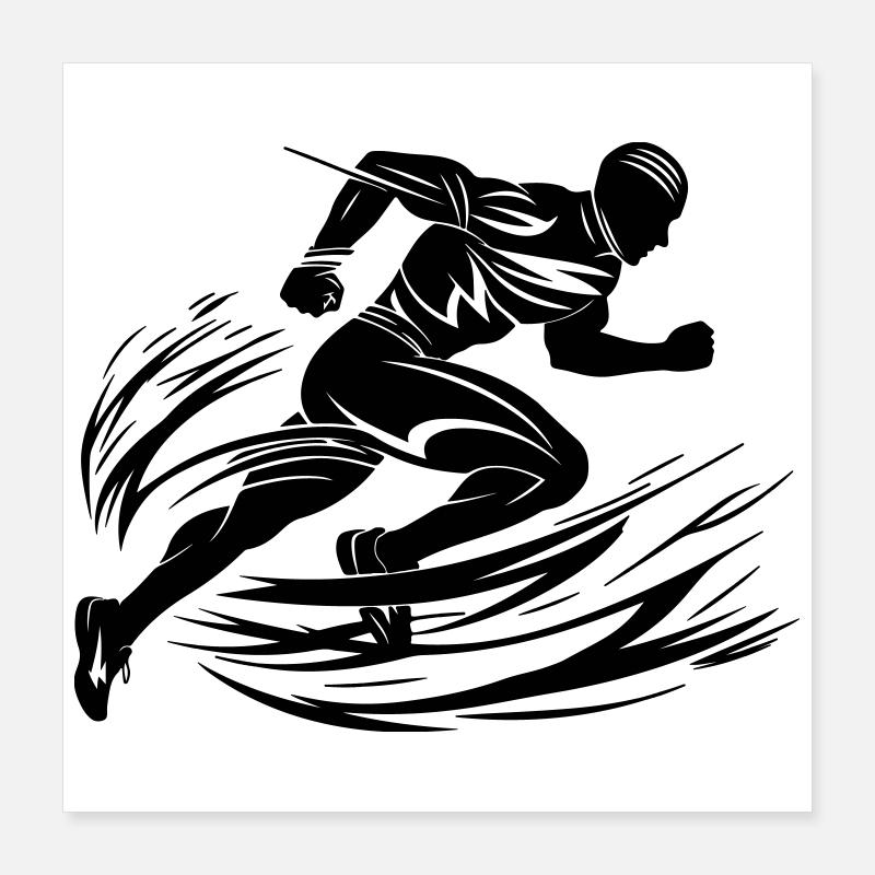Sprinter in Bewegung Poster 40x40 cm