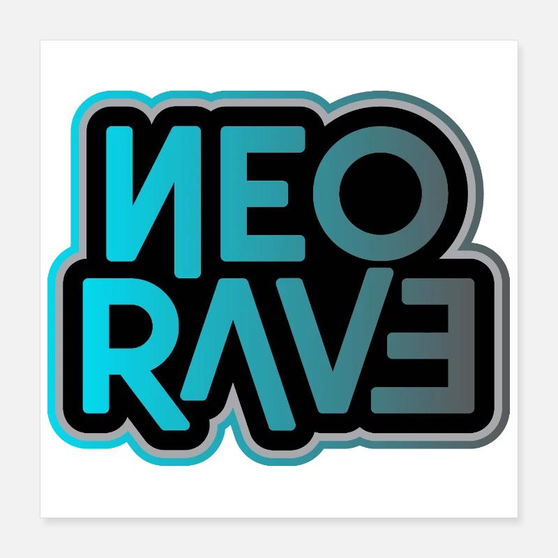 Neo Rave Neon Typography Poster 16" x 16" (40x40 cm)