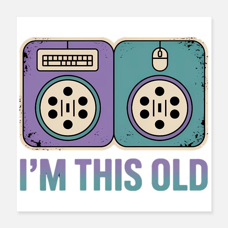 I'm this old - Funny Nerd T-Shirt Poster 16" x 16" (40x40 cm)
