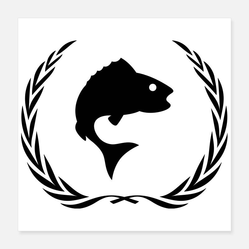 Fisch Symbol Kranz Poster 40x40 cm