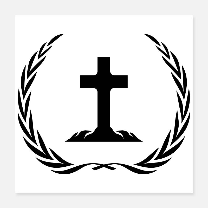 Cross Symbol Wreath Poster 16" x 16" (40x40 cm)