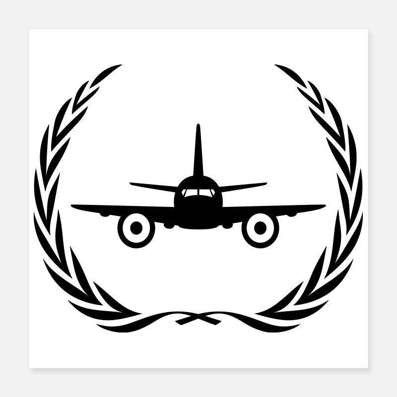 Couronne de symbole d’avion Poster 40 x 40 cm
