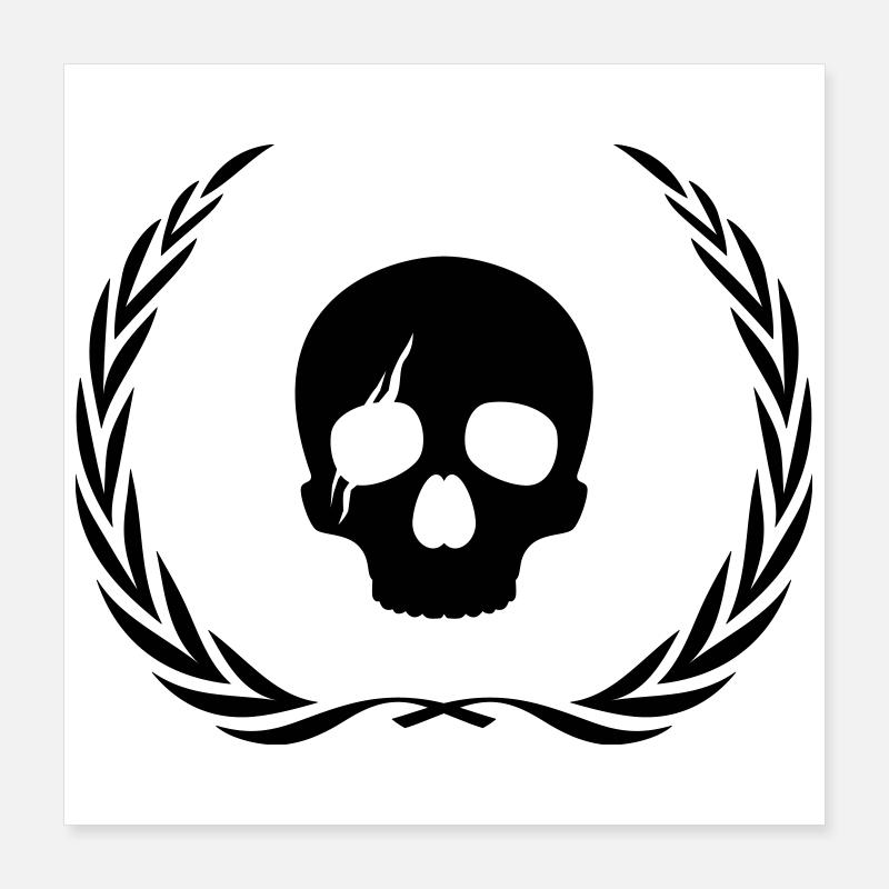 Skelett Totenkopf Kranz Poster 40x40 cm