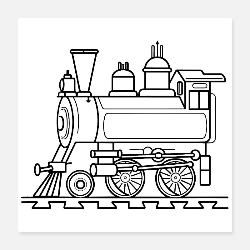 Eisenbahn Comic Stil Poster 40x40 cm