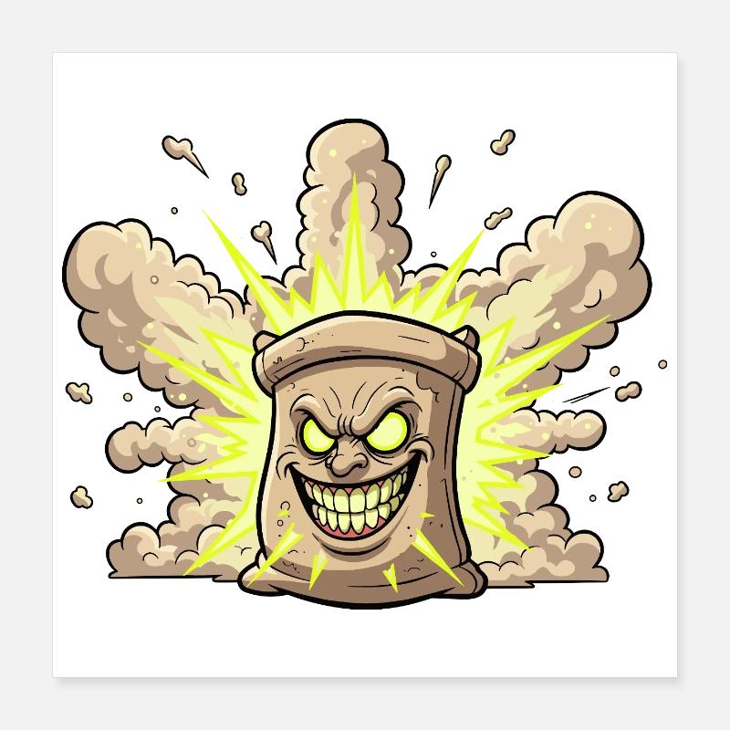 Dessin animé du sac explosif Poster 40 x 40 cm