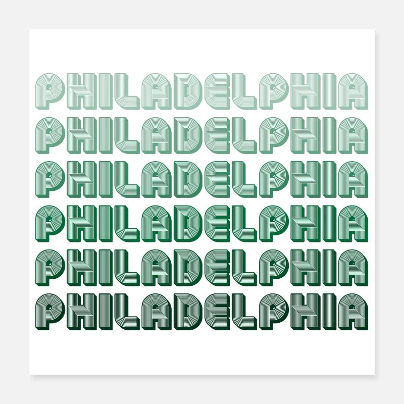Philadelphia Typography Gradient Poster 16" x 16" (40x40 cm)