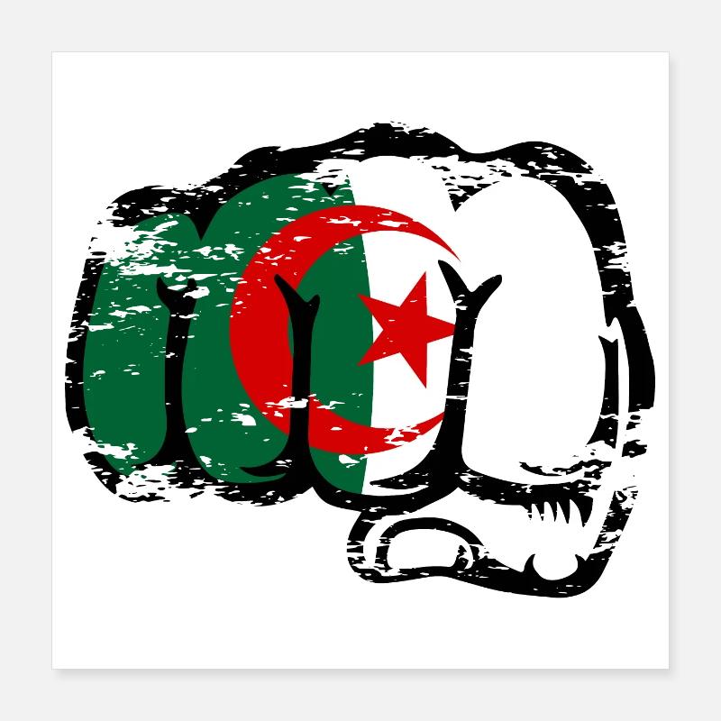 Algerien Flagge Hand Faust used Poster 40x40 cm
