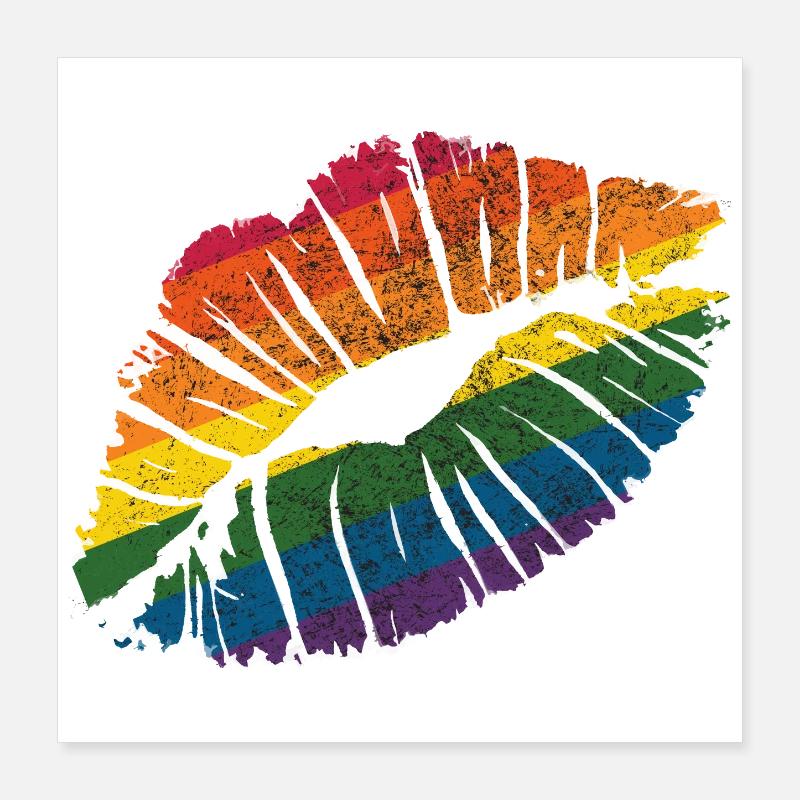 Smooch rainbow Lippenstift Kuss Mark Liebe Statement Poster 40x40 cm