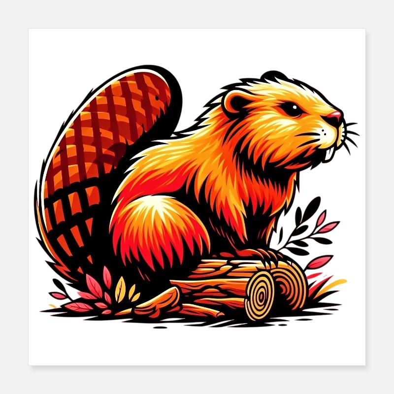 Beaver Poster 16" x 16" (40x40 cm)