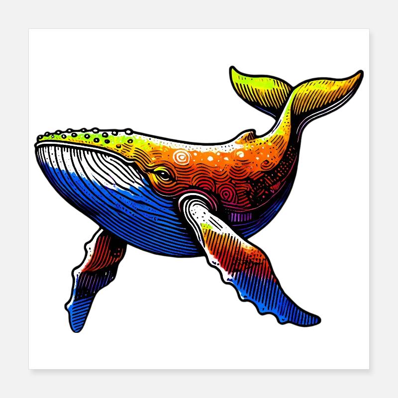 Whale Poster 16" x 16" (40x40 cm)
