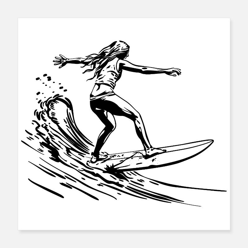 Surfeuses Poster 40 x 40 cm