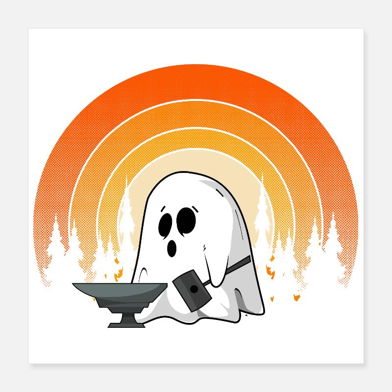 Blacksmith Ghost Halloween Haunted Forge Spirit Poster 16" x 16" (40x40 cm)