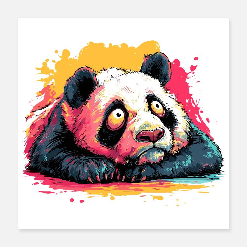 Panda Traumblick Farbspritzer Poster 40x40 cm