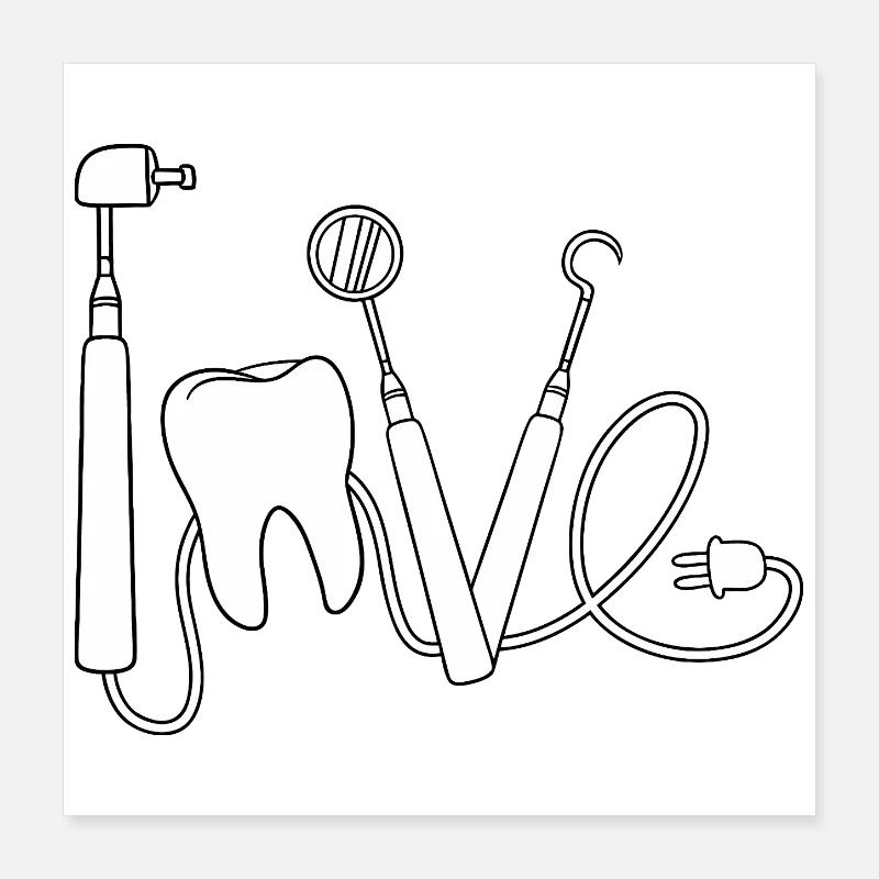 Dental Love: Tools Forming a Smile Poster 16" x 16" (40x40 cm)