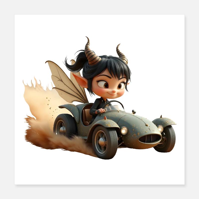 Gobelin d’aventure dans un wagon de sable - Poster 40 x 40 cm - blanc