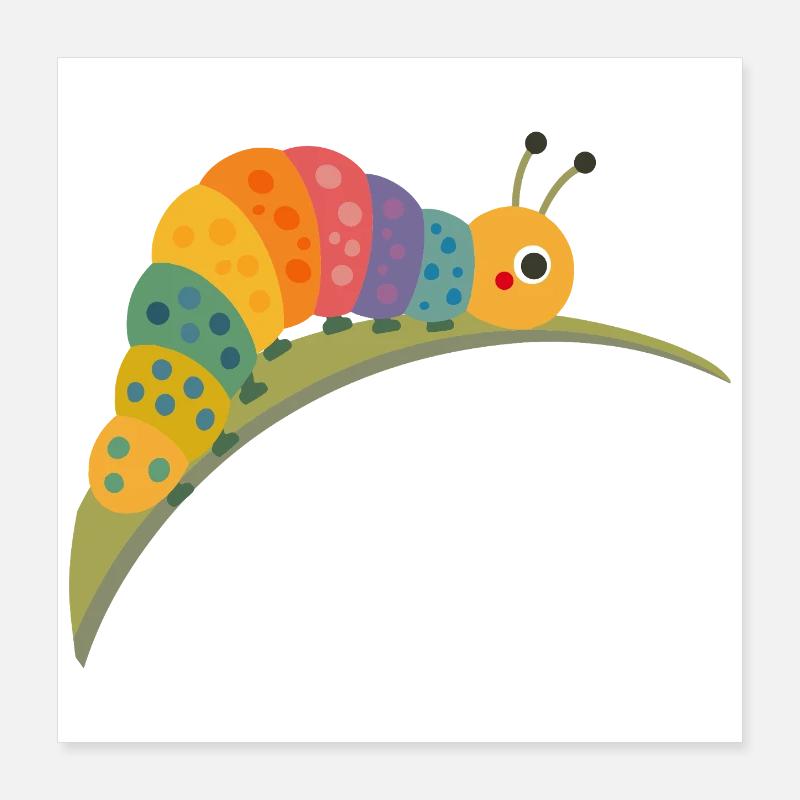 Chenille colorée dans le style kawaii Poster 40 x 40 cm