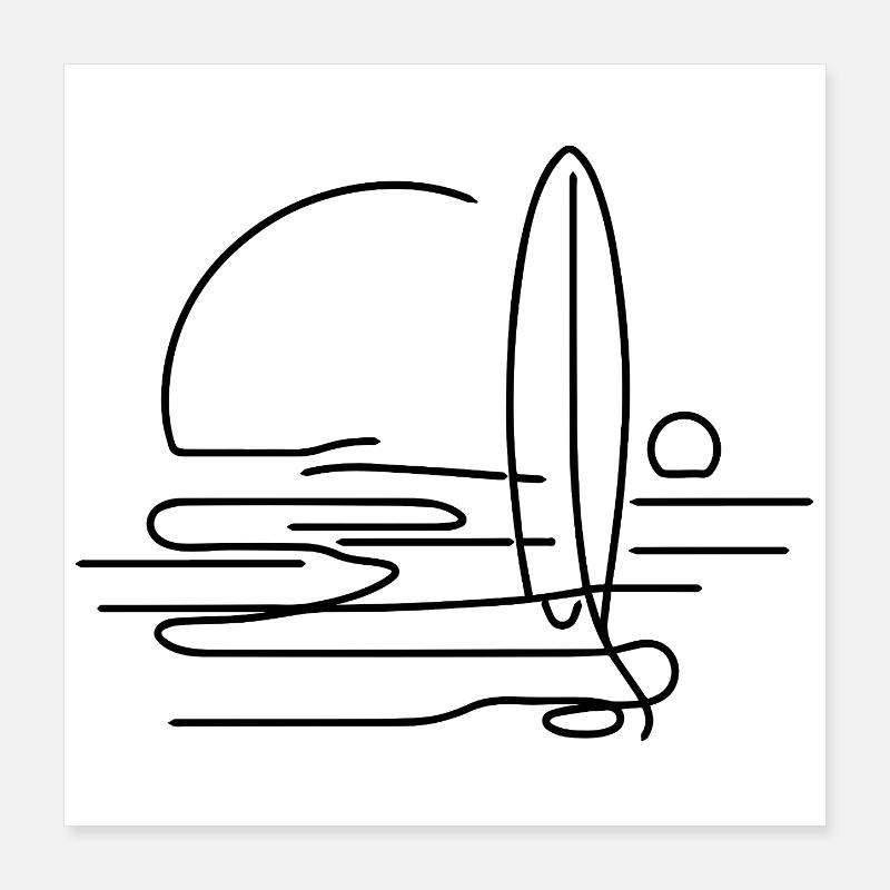 Surfing Sketch Poster 16" x 16" (40x40 cm)