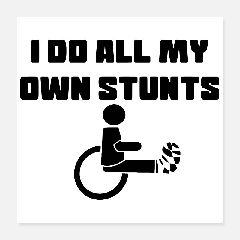 Utilisateur d’un fauteuil roulant avec jambe dans le plâtre # Poster 40 x 40 cm
