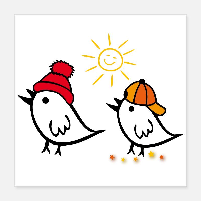 Frühling, Sonne, Spatz Poster 40x40 cm