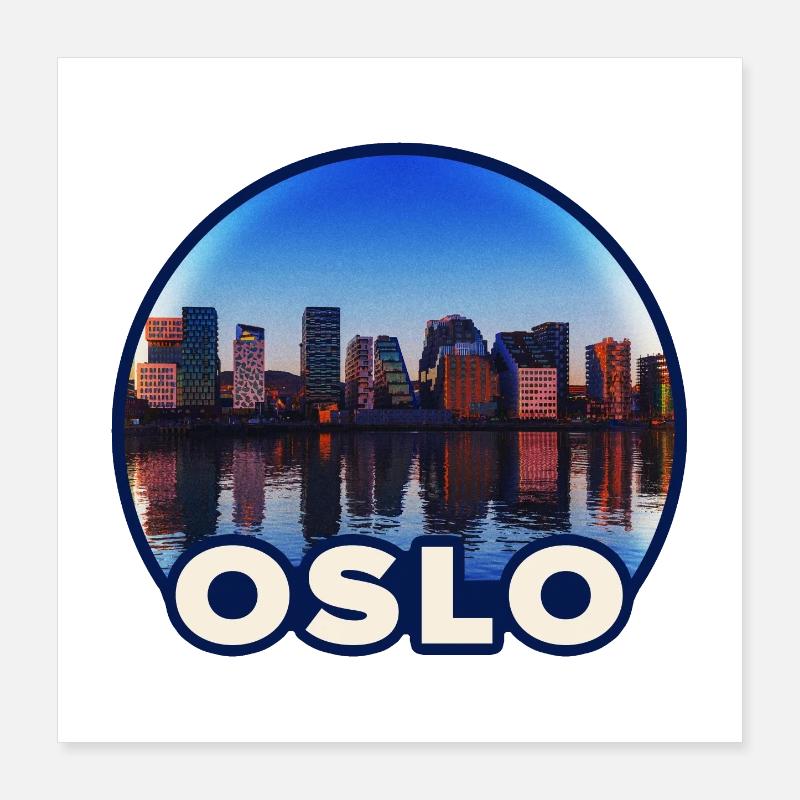 Oslo Skyline Reflektion Poster 40x40 cm