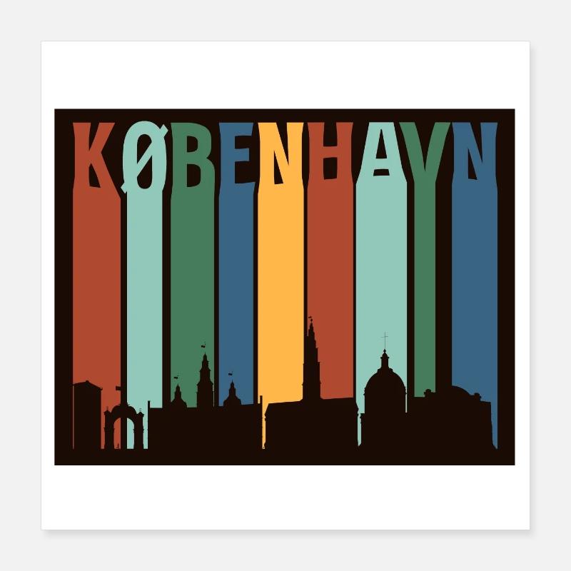 Silhouette du bloc de couleur de Copenhague Poster 40 x 40 cm